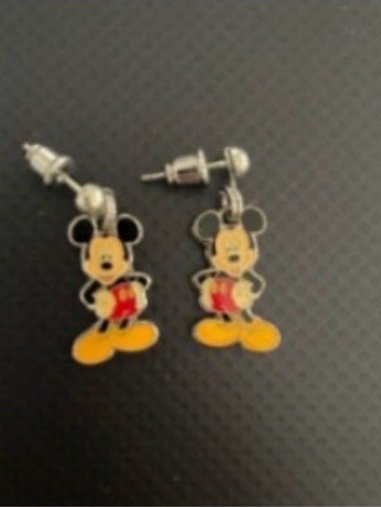 Disney Jewelry - Vintage Mickey Mouse Yellow & Red Enamel Drop Earrings